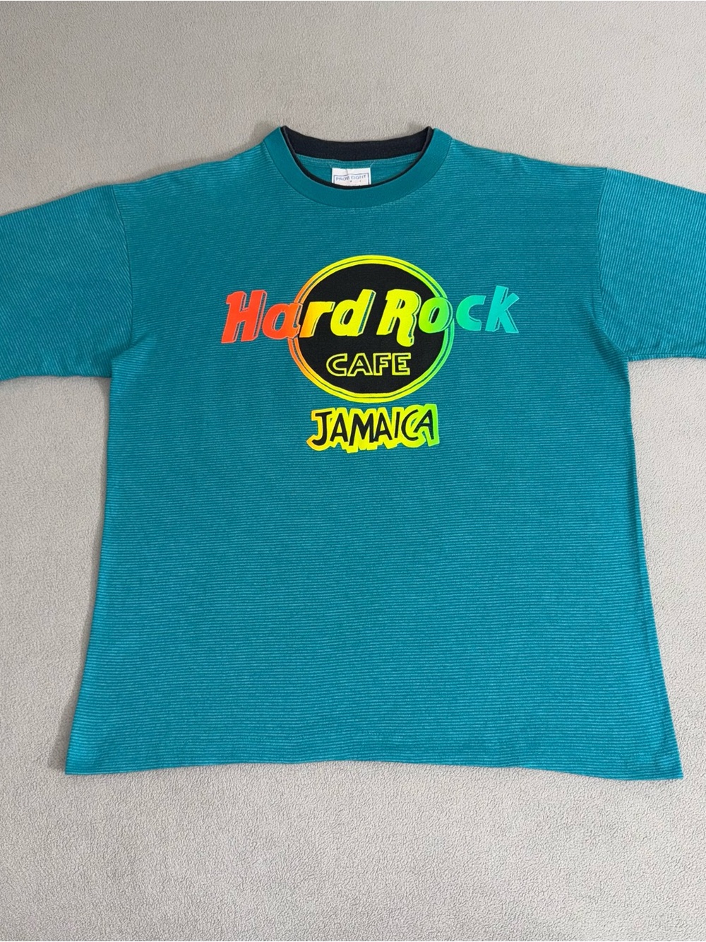 Vintage Hard Rock Cafe Teal T-shirt Size L Neon Jamaica Logo USA Made 90s